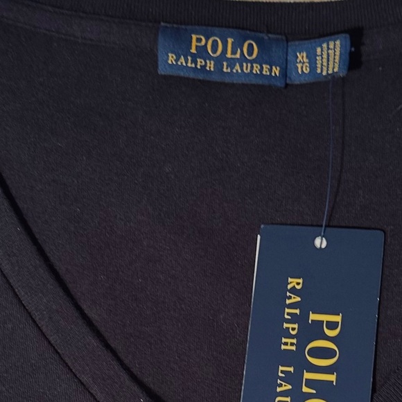 🐎Polo Ralph Lauren Cotton V-Neck Signature Pony T-Shirt, Size XL, Black (NWT) - Picture 4 of 5